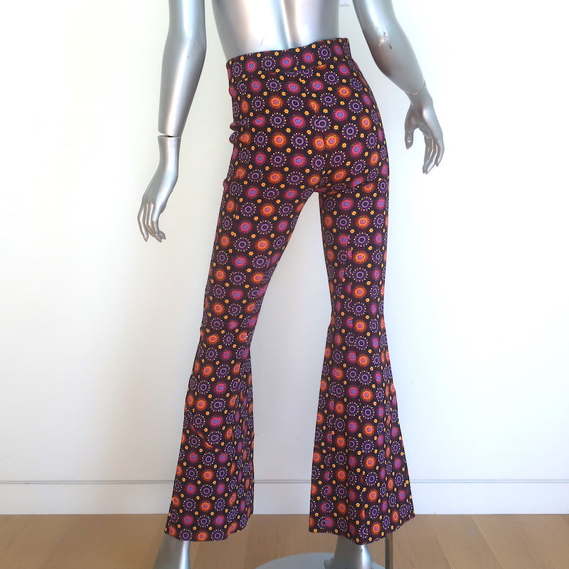 Givenchy Psychedelic Print Flared Pants Burgundy/Multi Stretch Jersey Size 34
