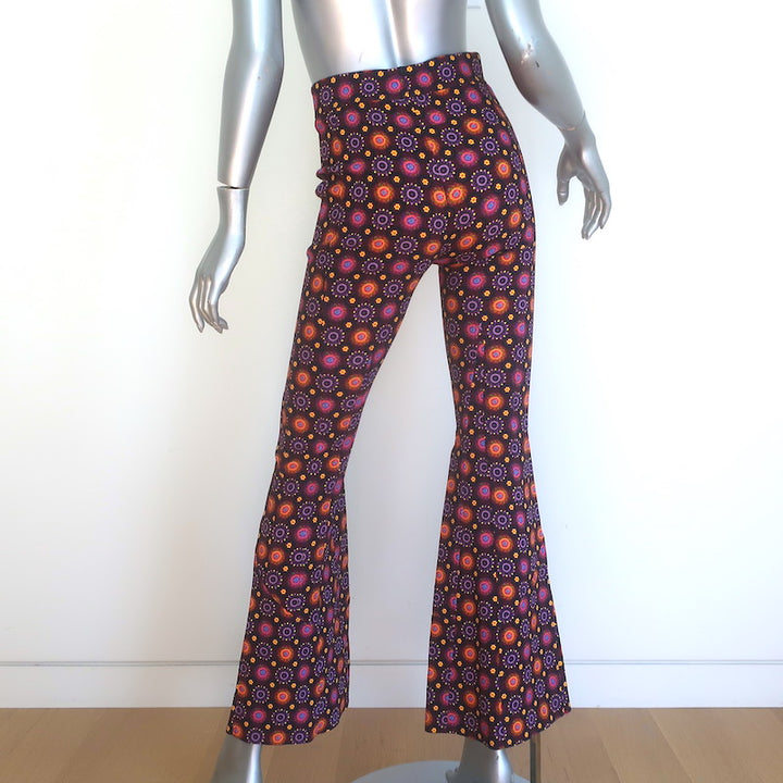 Givenchy Psychedelic Print Flared Pants Burgundy/Multi Stretch Jersey Size 34