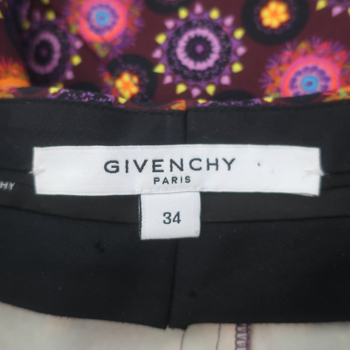 Givenchy Psychedelic Print Flared Pants Burgundy/Multi Stretch Jersey Size 34