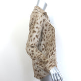 L'Agence Nina Button Down Blouse Beige Leopard Print Chiffon Size Extra Small
