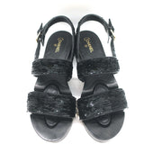 Chanel 16C Sequin Slingback Sandals Black Size 38.5