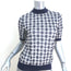 Tory Burch Jacquard Knit Mock Neck Top Navy/Light Gray Size Medium