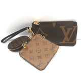 Louis Vuitton Reverse Monogram Giant Trio Pouch Brown Canvas Wristlet Clutch NEW