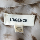 L'Agence Nina Button Down Blouse Beige Leopard Print Chiffon Size Extra Small