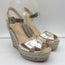 Christian Louboutin Almeria Platform Wedge Sandals Gold Mirrored Leather Size 38