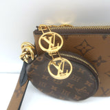 Louis Vuitton Reverse Monogram Giant Trio Pouch Brown Canvas Wristlet Clutch NEW
