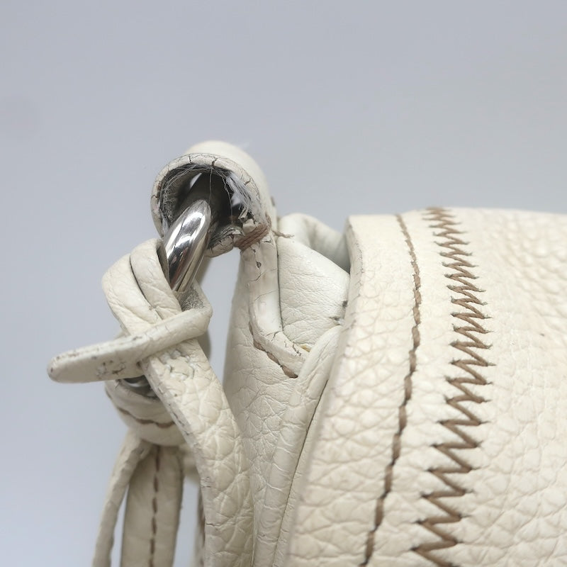 Prada Vitello Daino Pushlock Flap Bag Cream Grained Leather