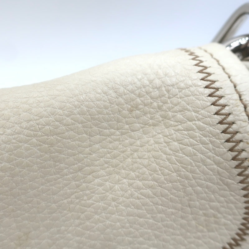 Prada Vitello Daino Pushlock Flap Bag Cream Grained Leather