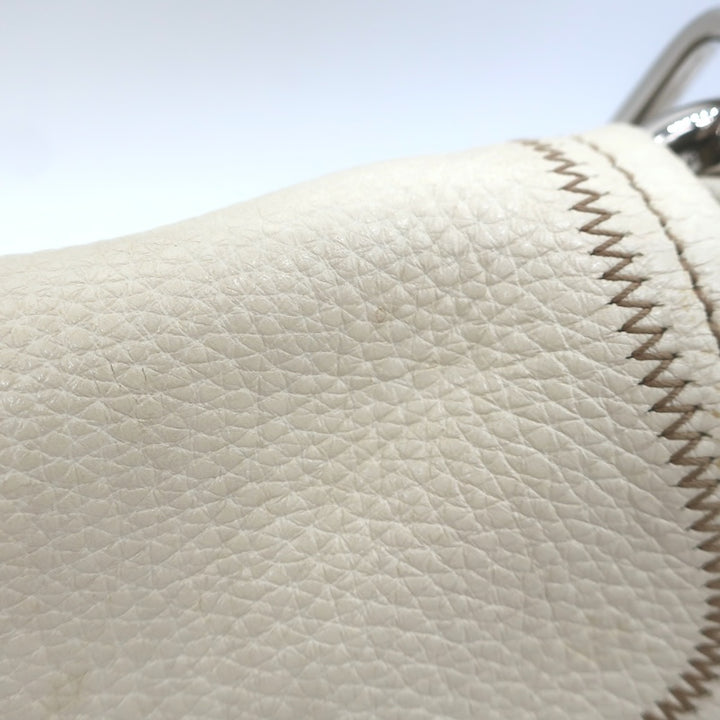 Prada Vitello Daino Pushlock Flap Bag Cream Grained Leather
