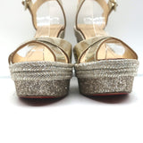 Christian Louboutin Almeria Platform Wedge Sandals Gold Mirrored Leather Size 38