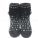 UGG x Jimmy Choo Starlit Fringed Ankle Boots Black Suede Size 8