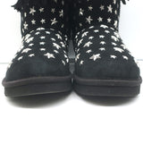 UGG x Jimmy Choo Starlit Fringed Ankle Boots Black Suede Size 8