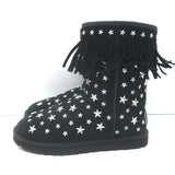 UGG x Jimmy Choo Starlit Fringed Ankle Boots Black Suede Size 8