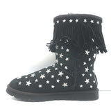 UGG x Jimmy Choo Starlit Fringed Ankle Boots Black Suede Size 8