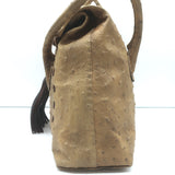 Henry Beguelin Ostrich Small Fringe Flap Bag Olive
