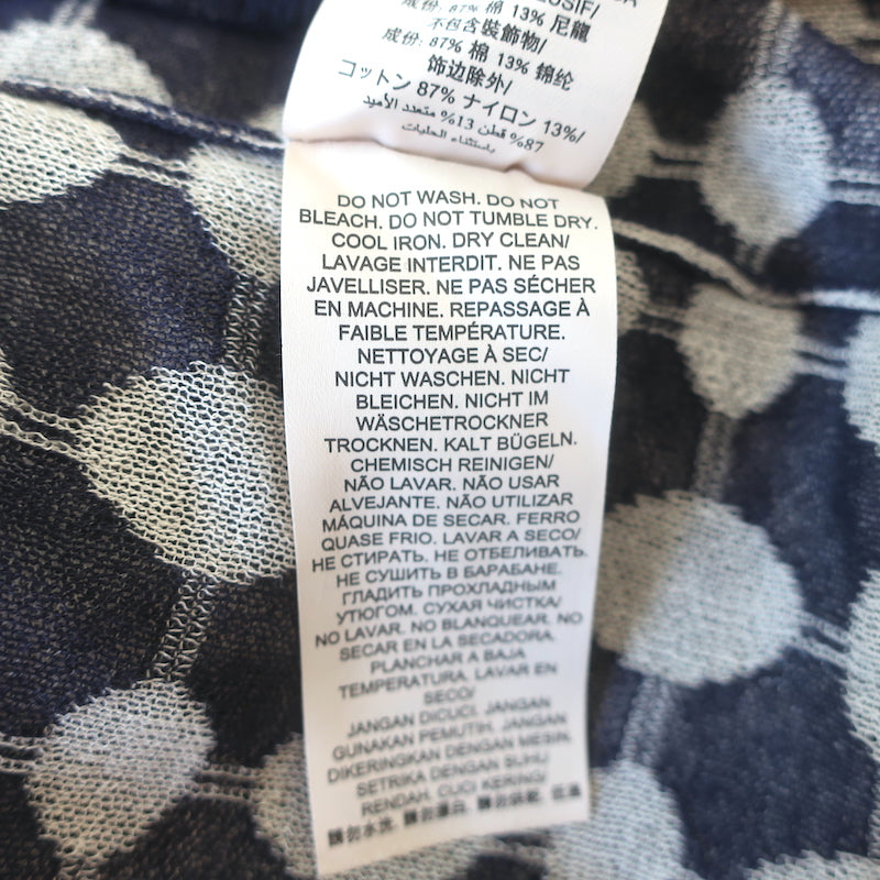 Tory Burch Jacquard Knit Mock Neck Top Navy/Light Gray Size Medium
