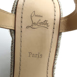 Christian Louboutin Almeria Platform Wedge Sandals Gold Mirrored Leather Size 38