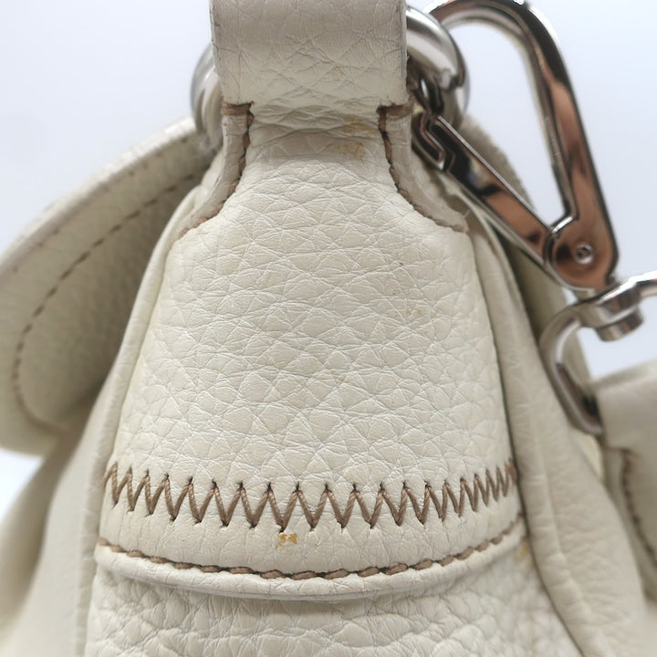 Prada Vitello Daino Pushlock Flap Bag Cream Grained Leather