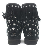 UGG x Jimmy Choo Starlit Fringed Ankle Boots Black Suede Size 8
