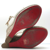 Christian Louboutin Almeria Platform Wedge Sandals Gold Mirrored Leather Size 38