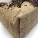 Henry Beguelin Ostrich Small Fringe Flap Bag Olive