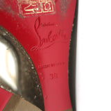 Christian Louboutin Almeria Platform Wedge Sandals Gold Mirrored Leather Size 38