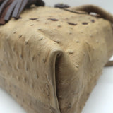 Henry Beguelin Ostrich Small Fringe Flap Bag Olive