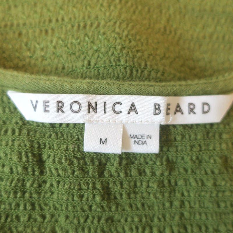 Veronica Beard Cox Sleeveless Smocked Mini Dress Green Cotton Gauze Size Medium