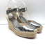 Christian Louboutin Amelina Wedge Sandals Silver Croc-Print Leather Size 38 NEW