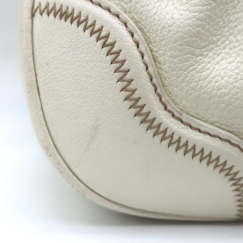 Prada Vitello Daino Pushlock Flap Bag Cream Grained Leather