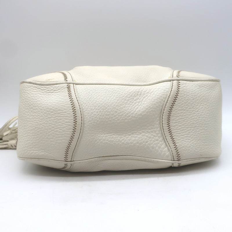 Prada Vitello Daino Pushlock Flap Bag Cream Grained Leather