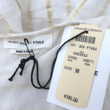 Isabel Marant Etoile Blouse Sara White/Gold Metallic-Striped Cotton Size 38