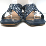 Jacquemus Castana Crisscross Sandals Navy Leather Size 37 Kitten Heel Slides