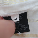 Isabel Marant Etoile Blouse Sara White/Gold Metallic-Striped Cotton Size 38