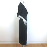 Mayle Double Breasted Short Sleeve Midi Dress Black Satin Size 8