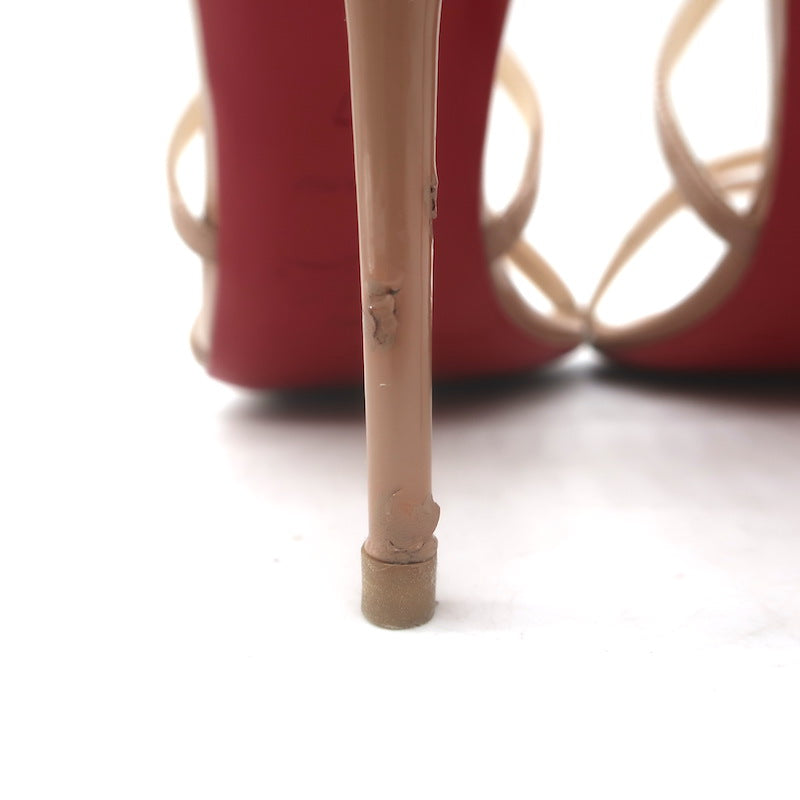 Christian Louboutin Gwynitta 100 Crisscross Sandals Nude Patent Leather Size 37