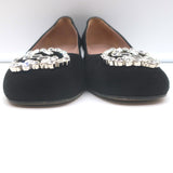 Gucci Sparkling Crystal GG Ballet Flats Black Suede Size 38 Kitten-Heel Pumps