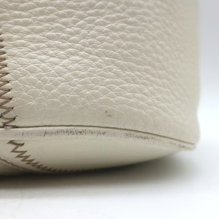 Prada Vitello Daino Pushlock Flap Bag Cream Grained Leather