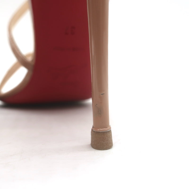 Christian Louboutin Gwynitta 100 Crisscross Sandals Nude Patent Leather Size 37
