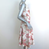 Tory Burch A-Line Tank Dress Cream/Red Floral Print Stretch Cotton Size 8
