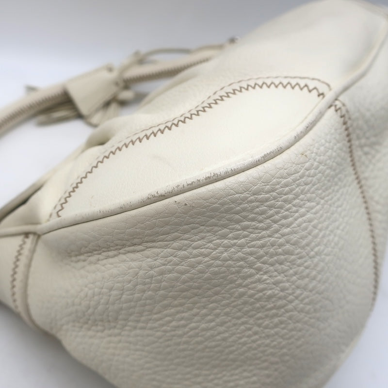 Prada Vitello Daino Pushlock Flap Bag Cream Grained Leather