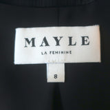 Mayle Double Breasted Short Sleeve Midi Dress Black Satin Size 8