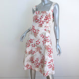 Tory Burch A-Line Tank Dress Cream/Red Floral Print Stretch Cotton Size 8