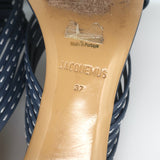 Jacquemus Castana Crisscross Sandals Navy Leather Size 37 Kitten Heel Slides