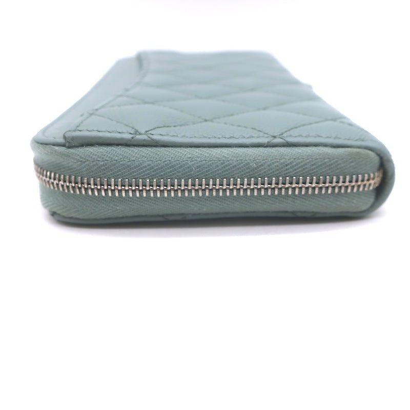 Chanel Quilted Caviar Leather Long Zip-Around Wallet Seafoam Blue