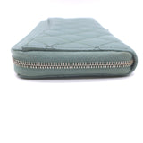 Chanel Quilted Caviar Leather Long Zip-Around Wallet Seafoam Blue