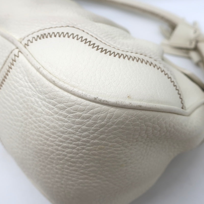 Prada Vitello Daino Pushlock Flap Bag Cream Grained Leather