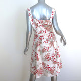Tory Burch A-Line Tank Dress Cream/Red Floral Print Stretch Cotton Size 8