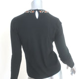 Ralph Lauren Collection Jewel-Neck Sweater Black Stretch Cashmere Size Medium