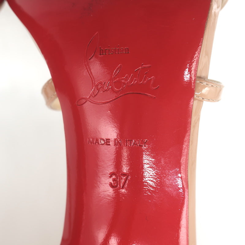 Christian Louboutin Gwynitta 100 Crisscross Sandals Nude Patent Leather Size 37